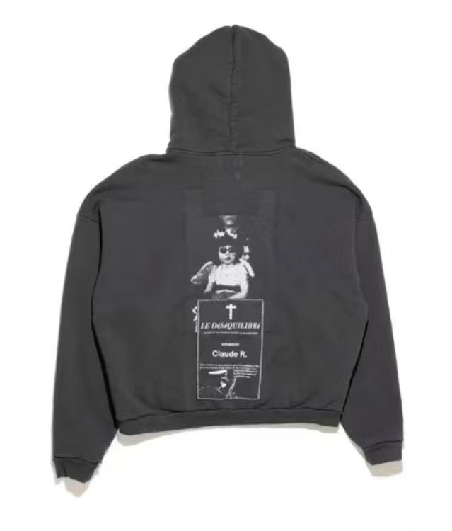 ERD Gothic Photo‑Print Cropped Full‑Zip Hoodie