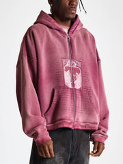 ERD Vintage Grunge Archive Streetwear Zip‑Up Hoodie