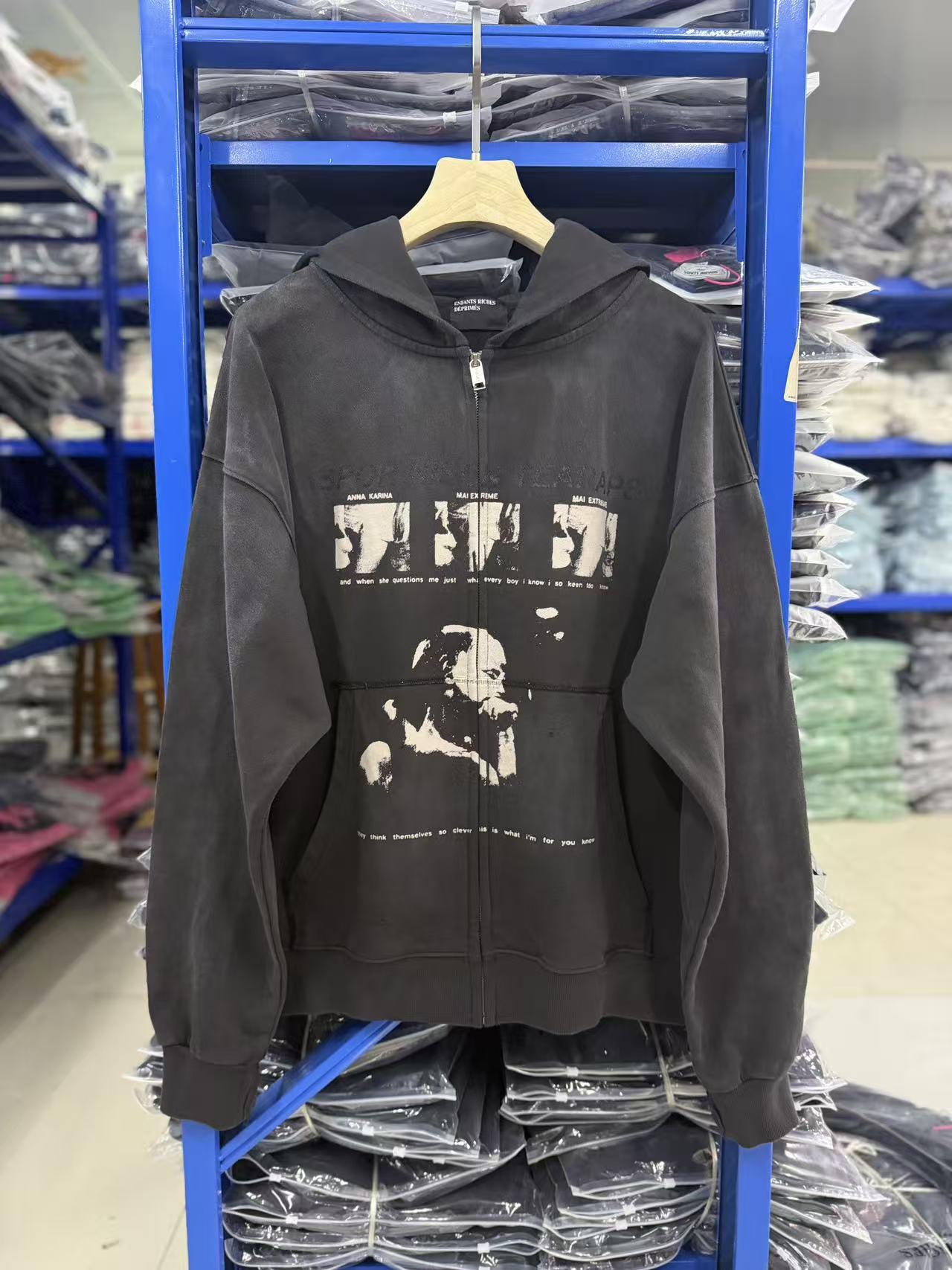 ERD Vintage Music Streetwear Zip‑Up Hoodie