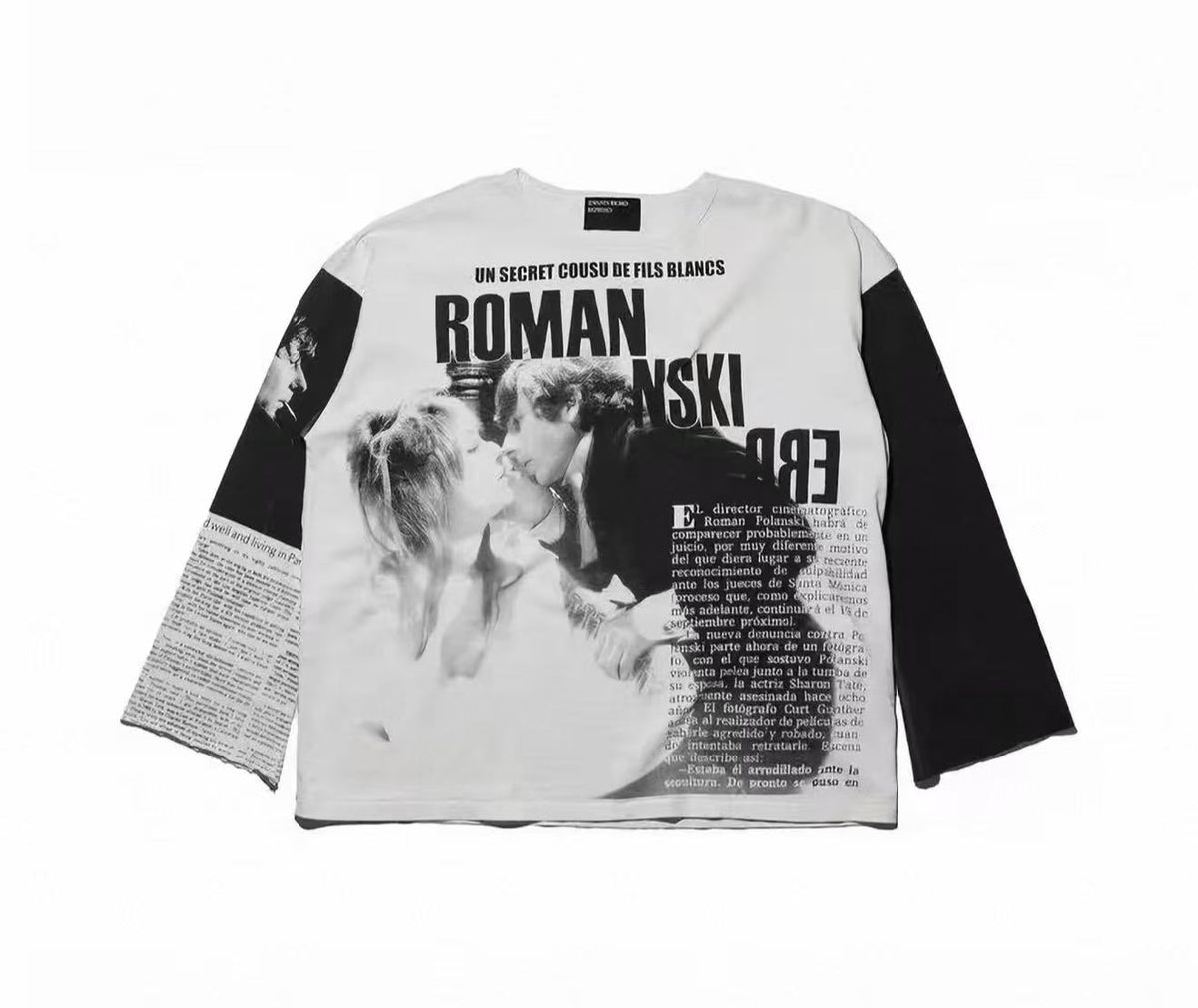 ERD Grunge Newspaper Print Streetwear Long Sleeve Top