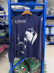 ERD Achtung! Hole‑Distressed Long Sleeve Tee