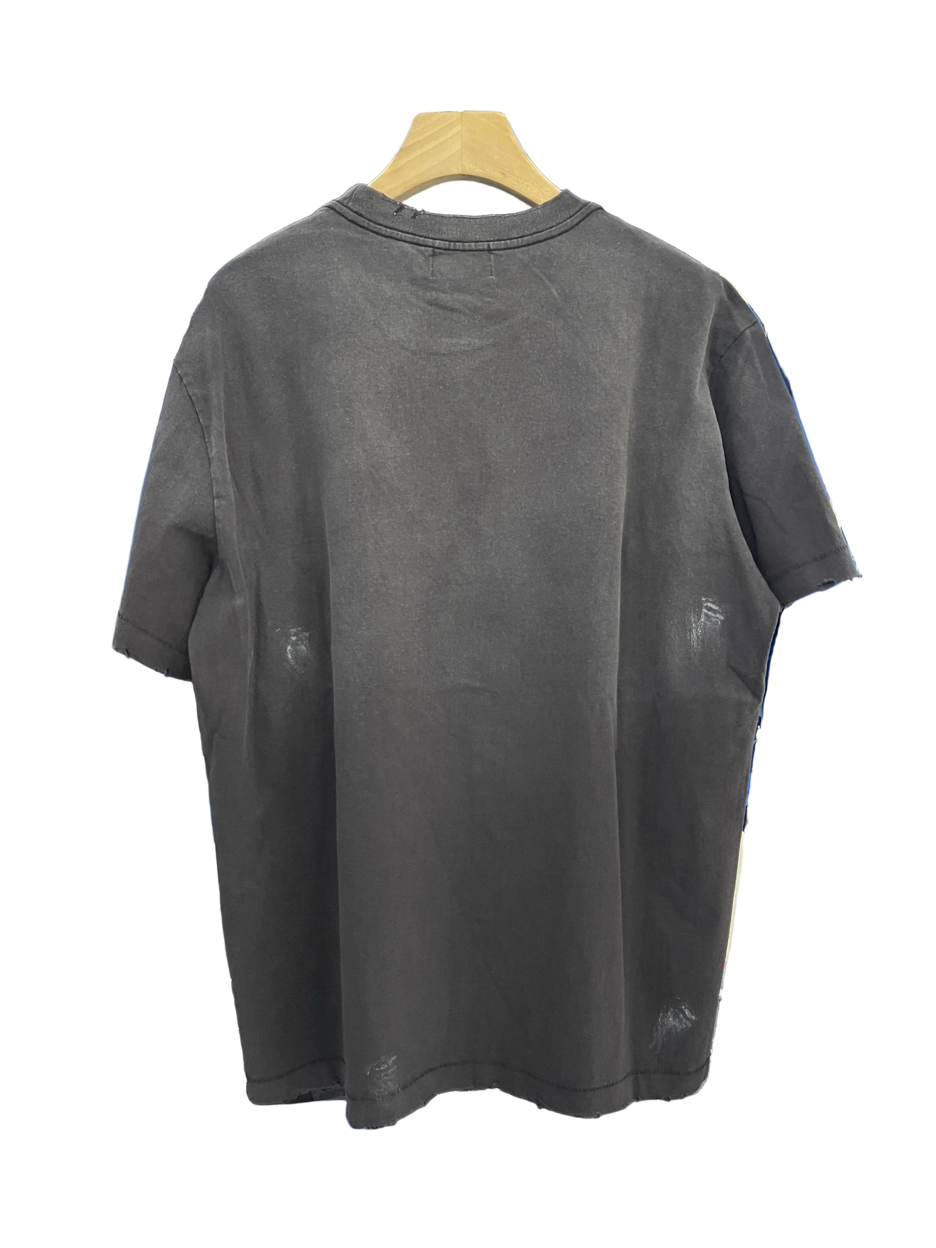 ERD Vintage Washed Paint‑Splatter Text Print T‑Shirt