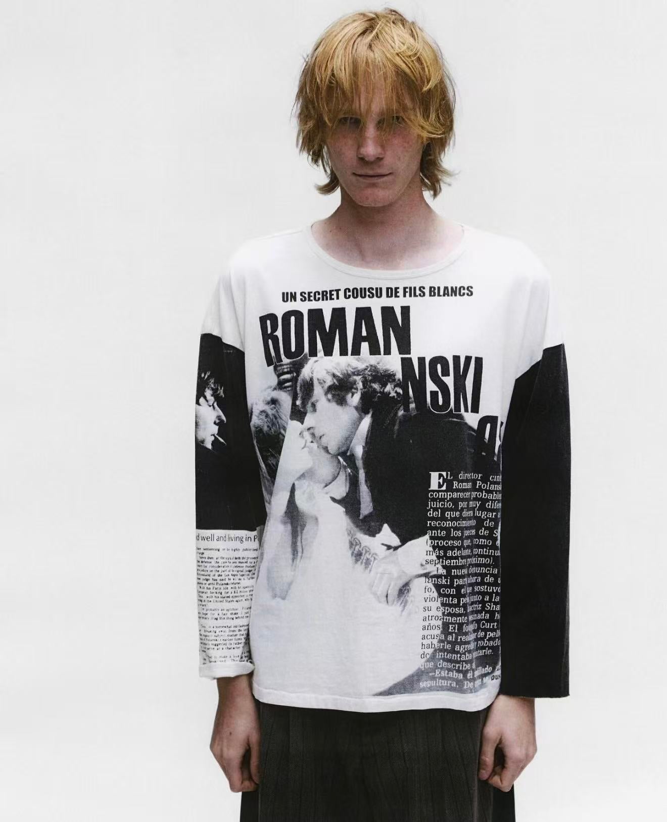 ERD Grunge Newspaper Print Streetwear Long Sleeve Top