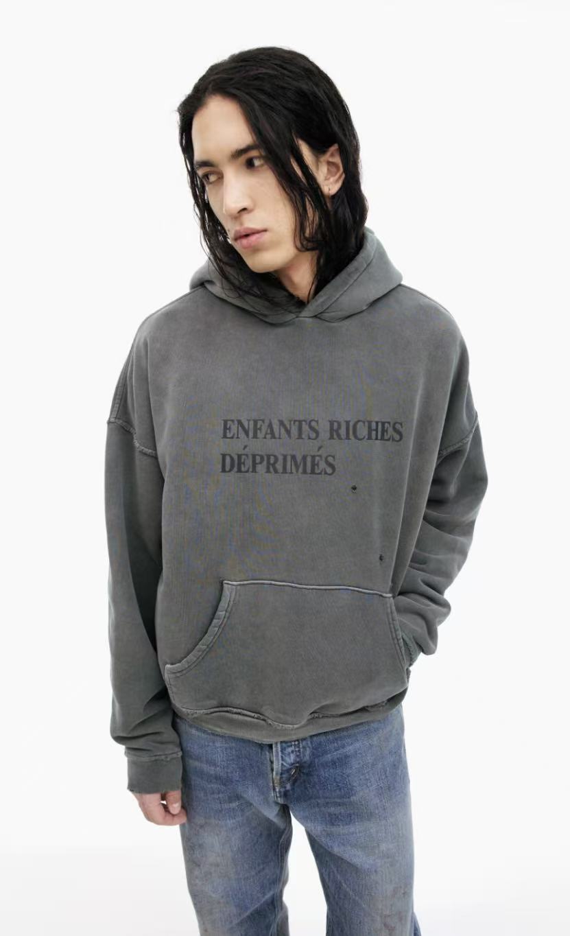 ERD Heavy Distressed Vintage Streetwear Hoodie