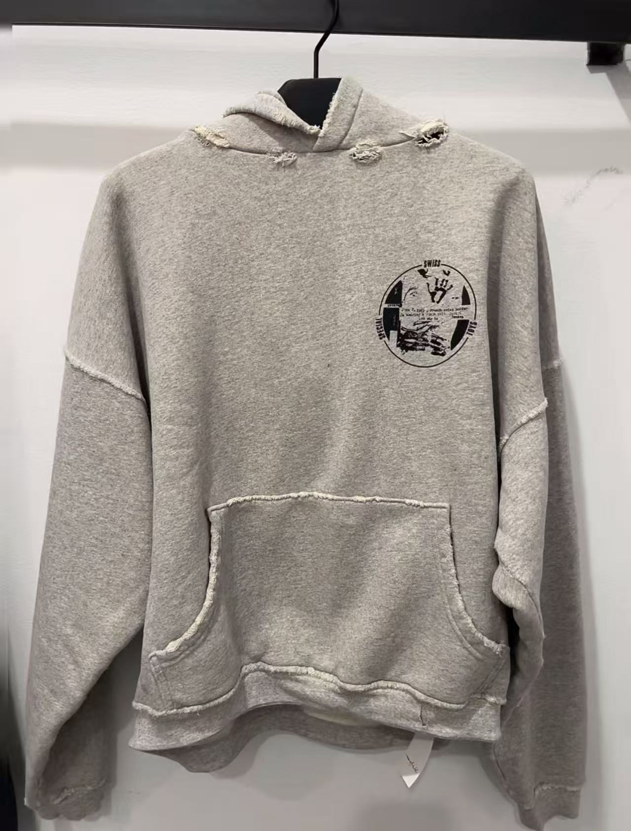 ERD Vintage Grey Distressed Hoodie