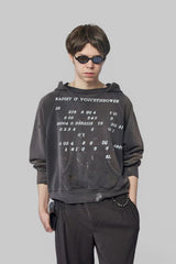 ERD Grunge Distressed Numeric Print Streetwear Hoodie