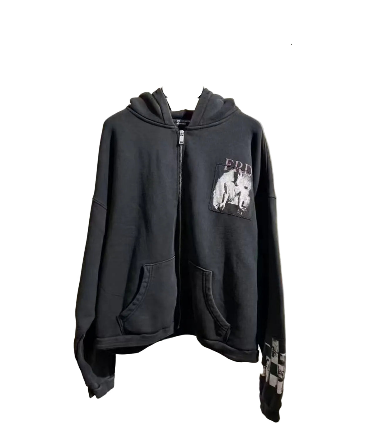 ERD Black Art Patch Full Zip Hoodie