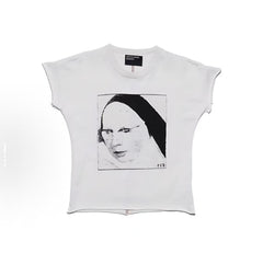 ERD Nun Portrait Cap Sleeve Cropped Tee