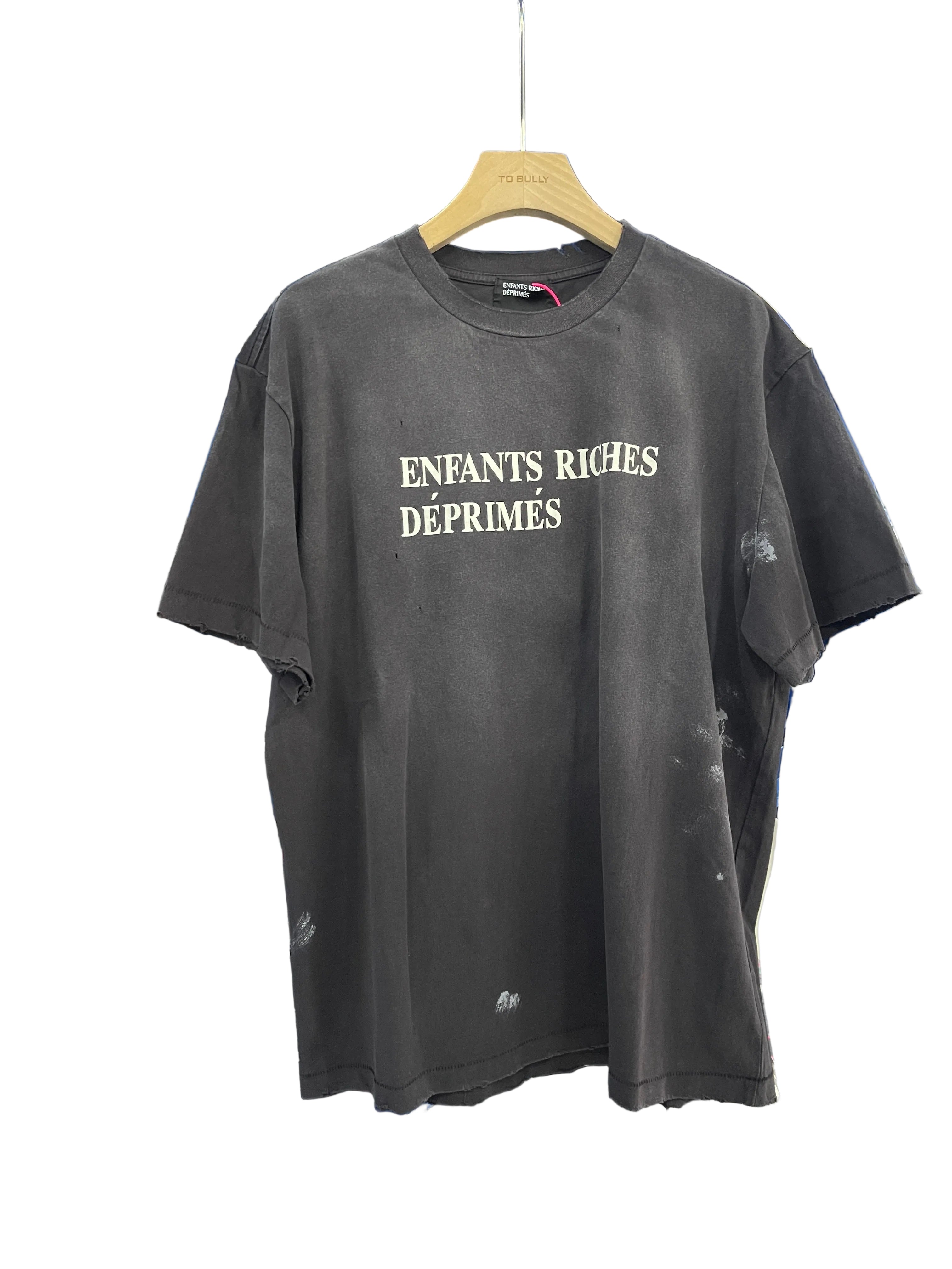ERD Vintage Washed Paint‑Splatter Text Print T‑Shirt