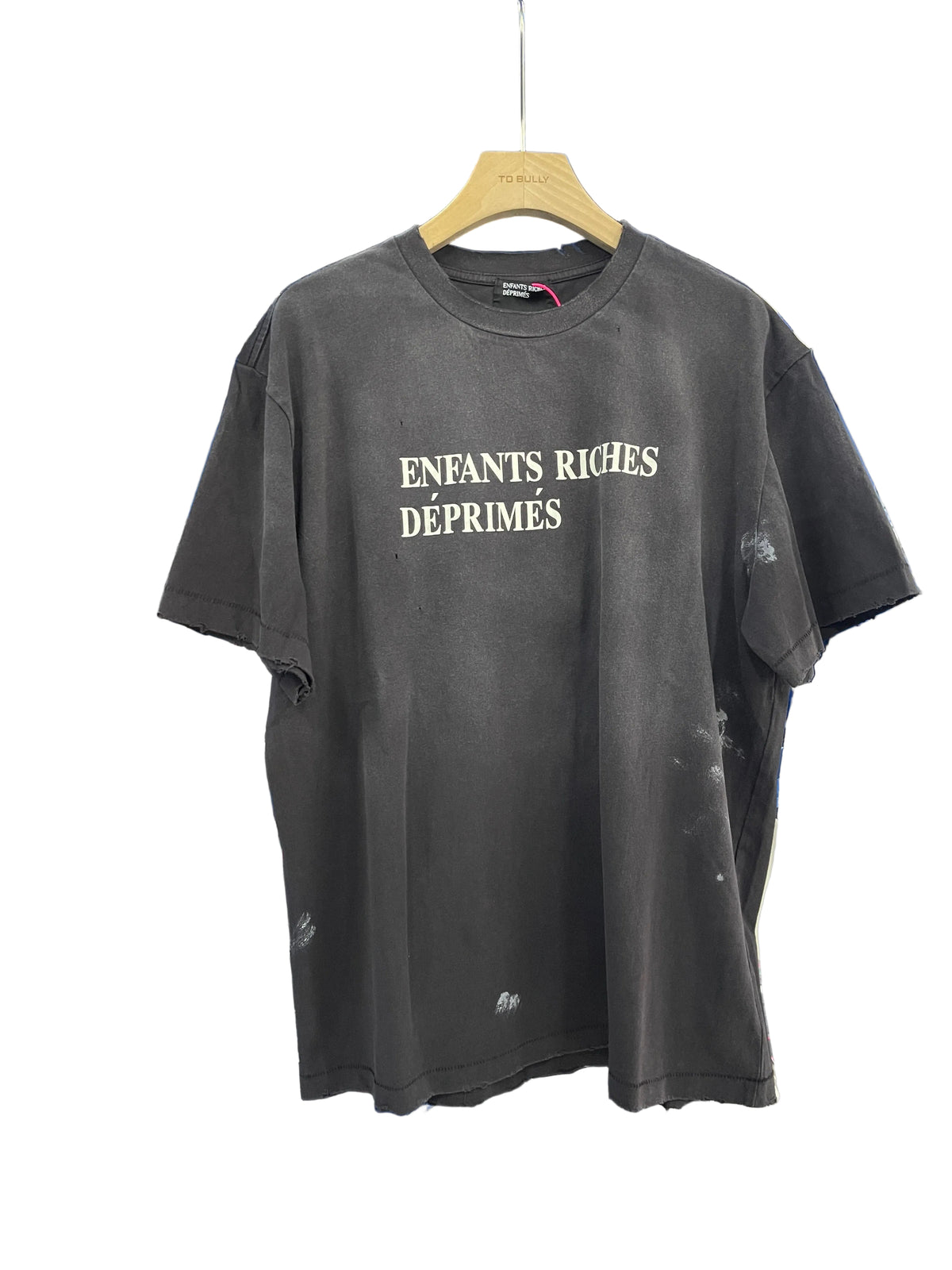 ERD Vintage Washed Paint‑Splatter Text Print T‑Shirt