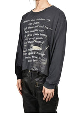 ERD Lyric Patchwork Cropped Distressed Long Sleeve Tee