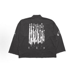 ERD French Text Portrait Mock Neck Cropped Long Sleeve Tee