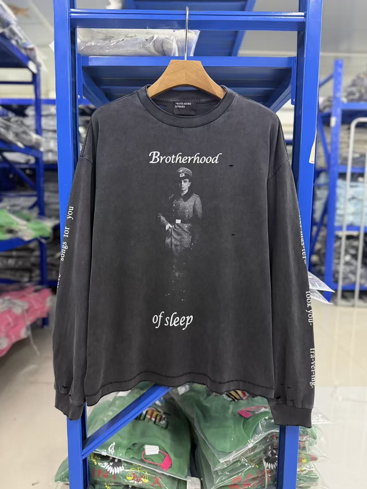 ERD Brotherhood Of Sleep Hole Distressed Long Sleeve Tee