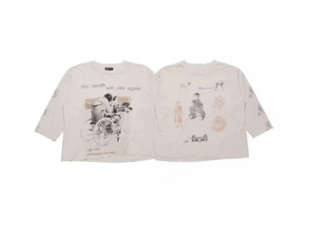 ERD Dual‑Sided Collage 3/4 Sleeve Cropped Tee