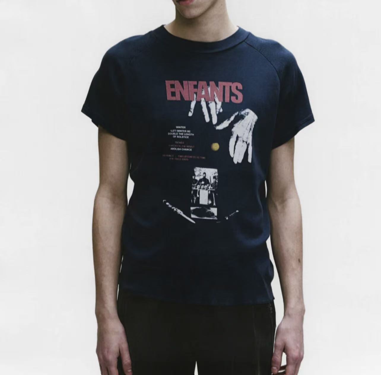 ERD Enfants Multi‑Graphic Raglan Cropped Tee