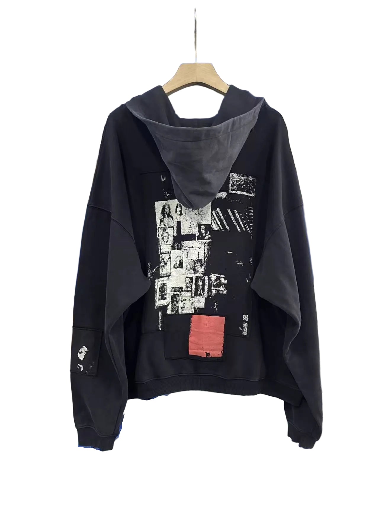 ERD Multi‑Patch Collage Graphic Cropped Full‑Zip Hoodie