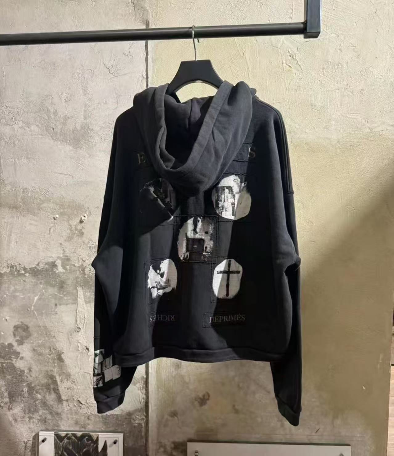 ERD Black Art Patch Full Zip Hoodie