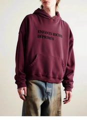 ERD Vintage Washed French Text Hoodie