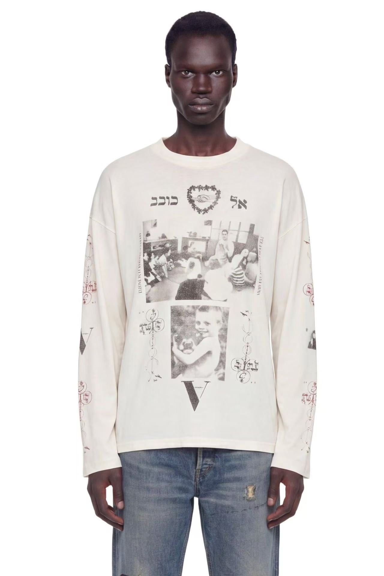 ERD Symbol Collage Mock Neck 3/4 Sleeve Tee