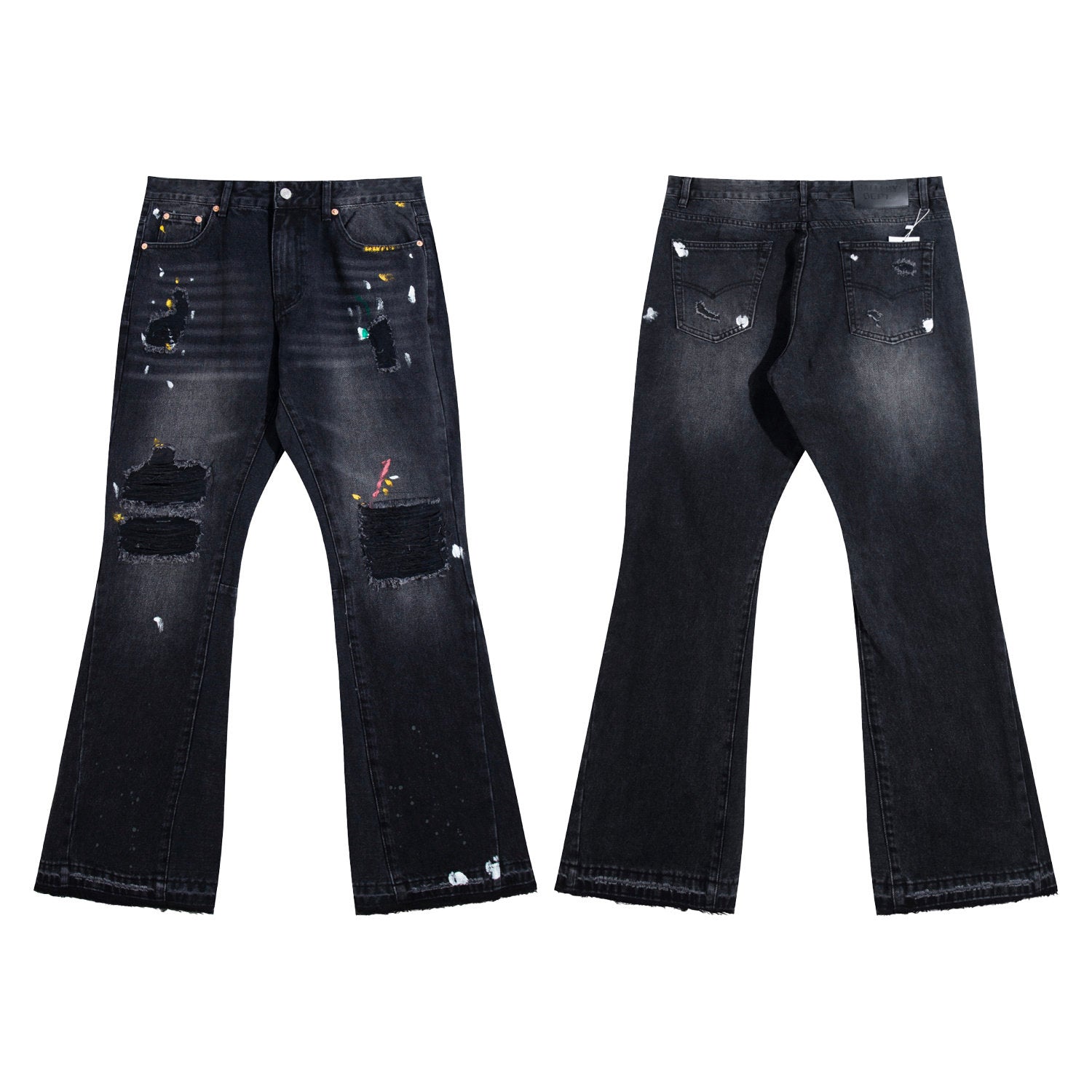 Gallery Dept Ripped Paint‑Splatter Flare Jeans
