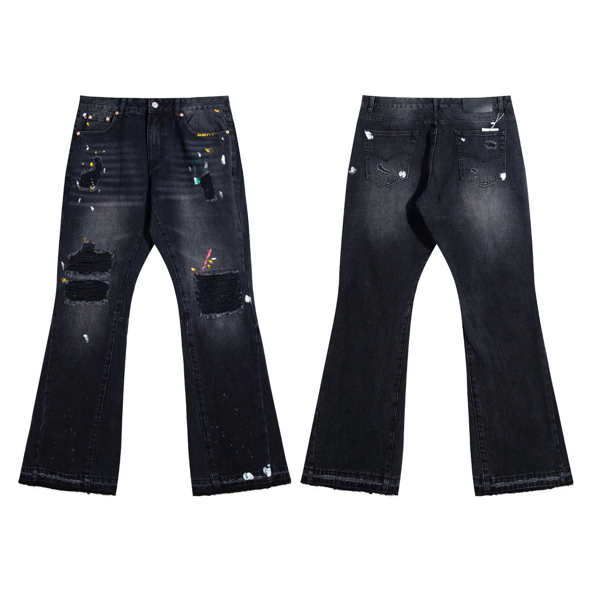 Gallery Dept Ripped Paint‑Splatter Flare Jeans