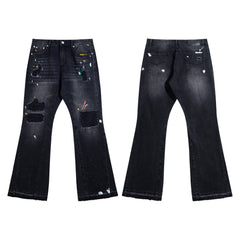 Gallery Dept Ripped Paint‑Splatter Flare Jeans