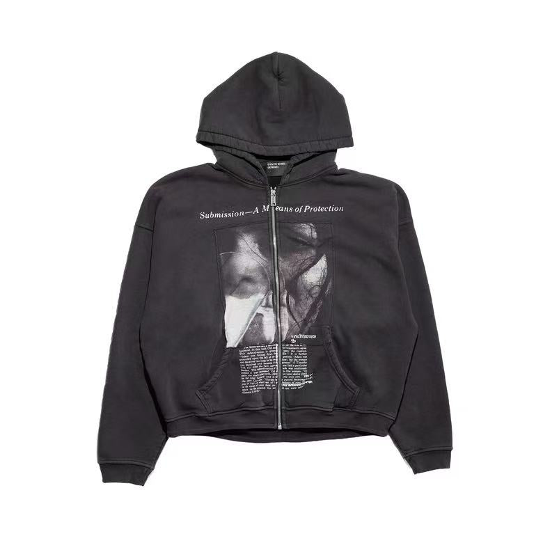 ERD Grunge Art Statement Streetwear Zip‑Up Hoodie