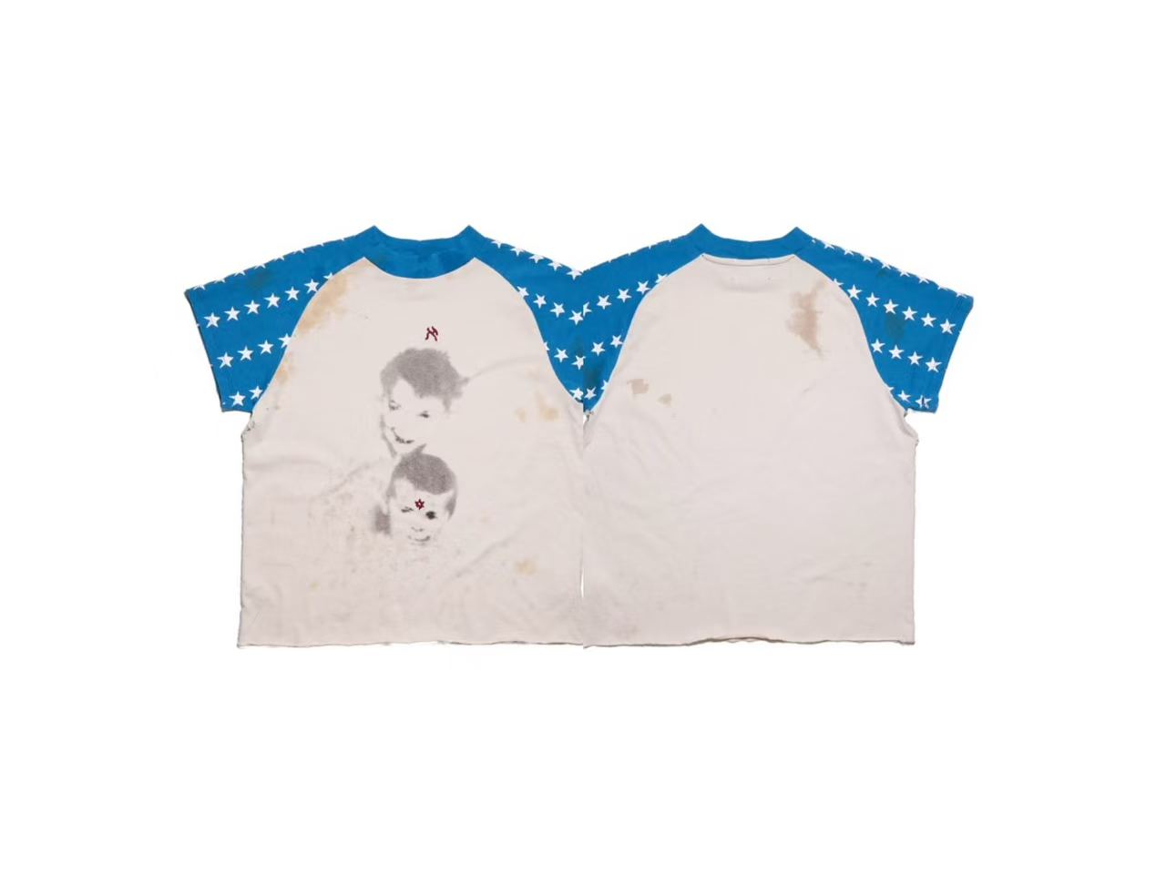ERD Star Raglan Distressed Cropped Tee