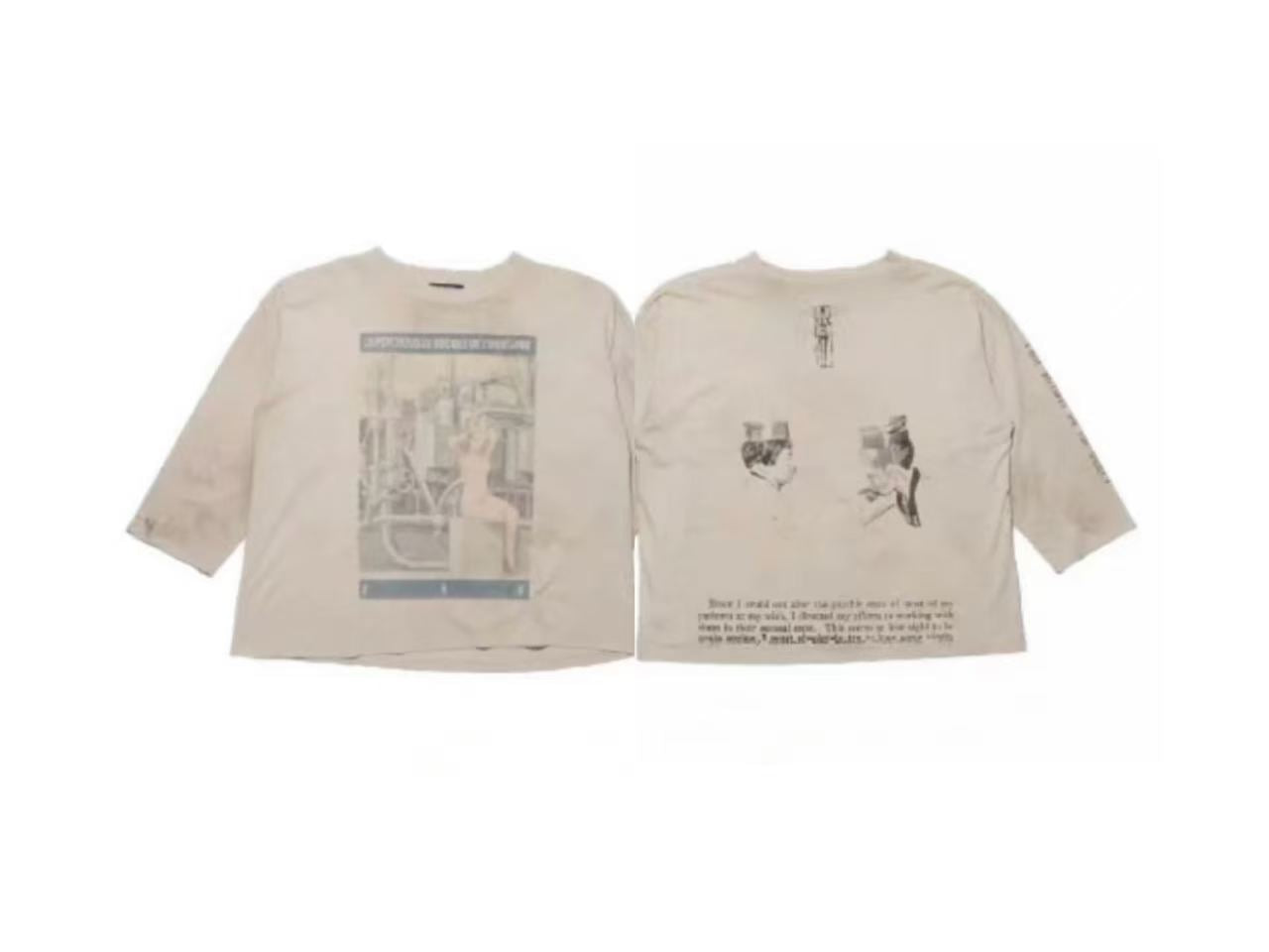 ERD Dual‑Print 3/4 Sleeve Cropped Tee