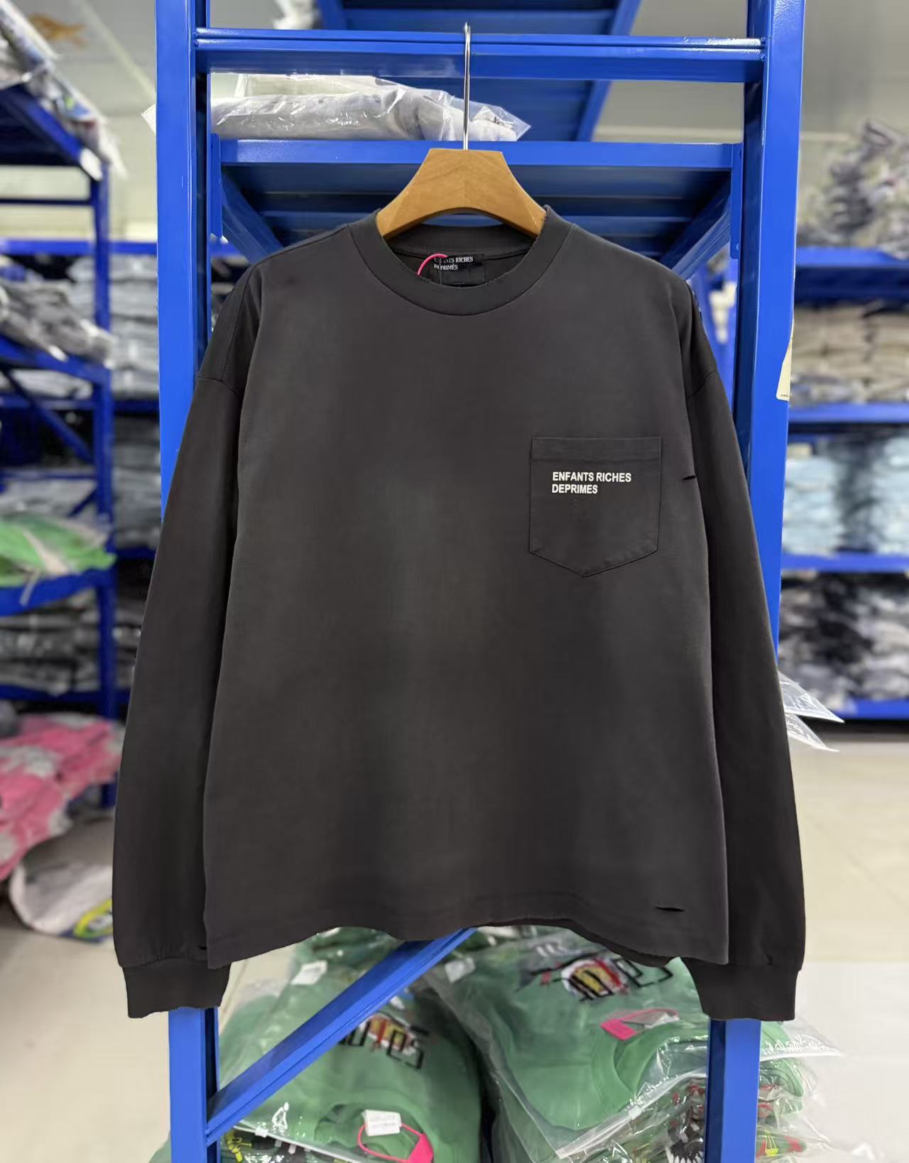 ERD Pocket Logo Distressed Long Sleeve Tee