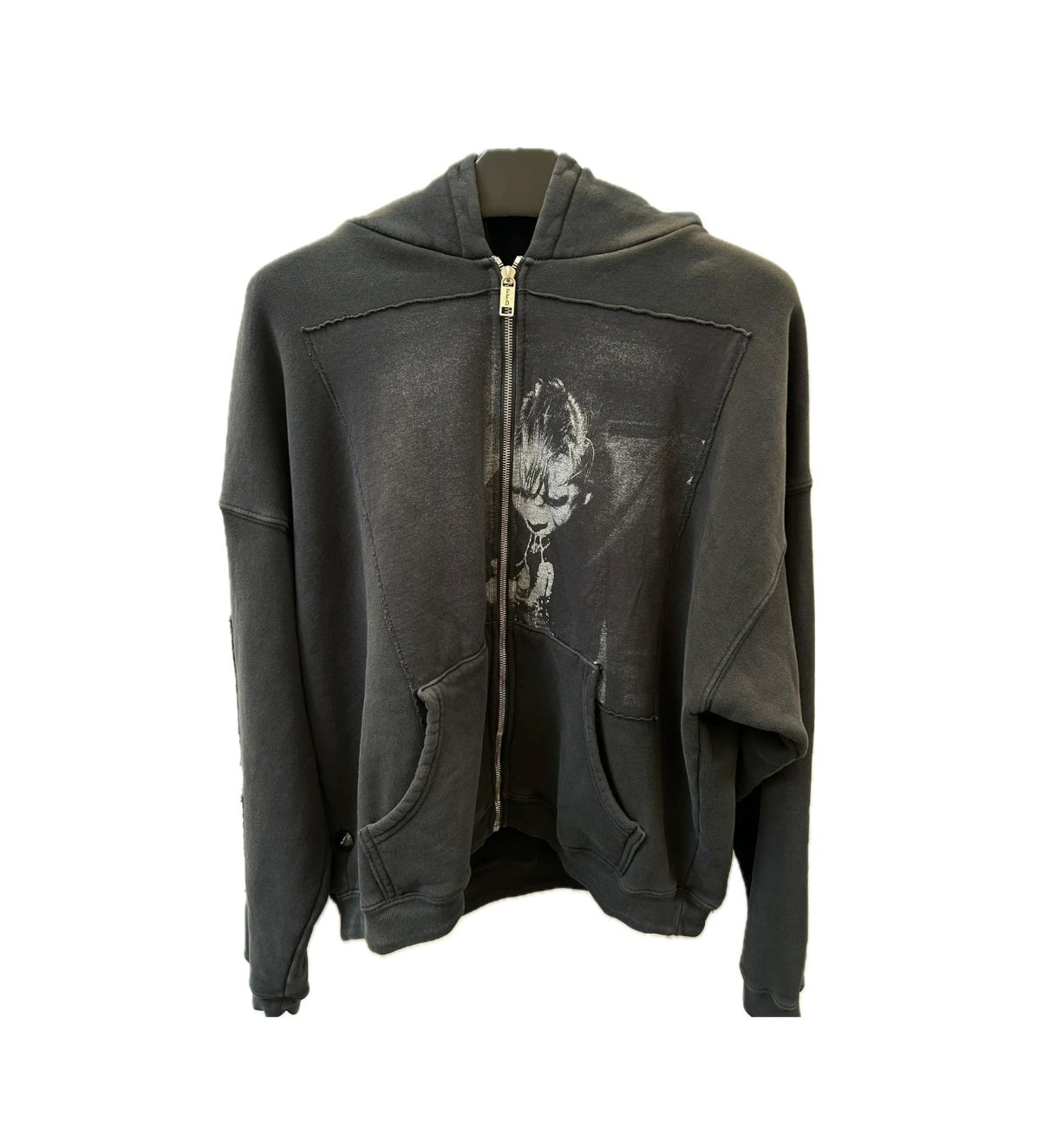 ERD Washed Black Graphic Full Zip Hoodie