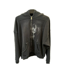 ERD Washed Black Graphic Full Zip Hoodie