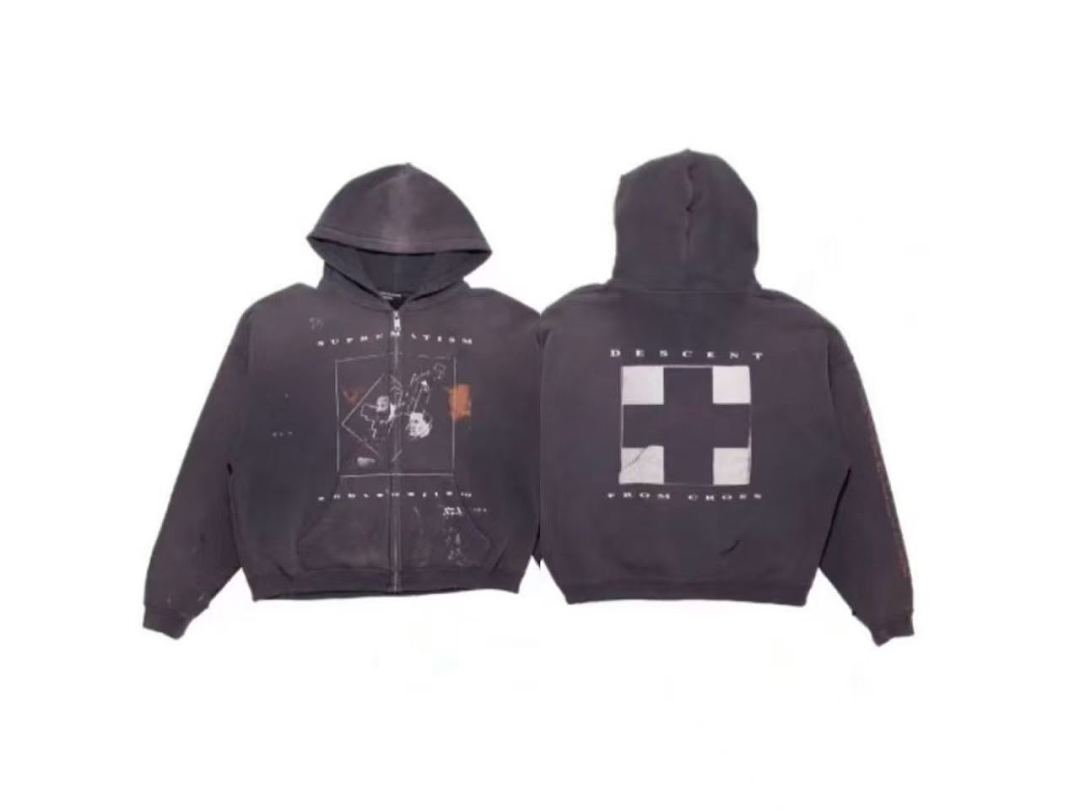 ERD Vintage Artwork Zip‑Up Streetwear Hoodie