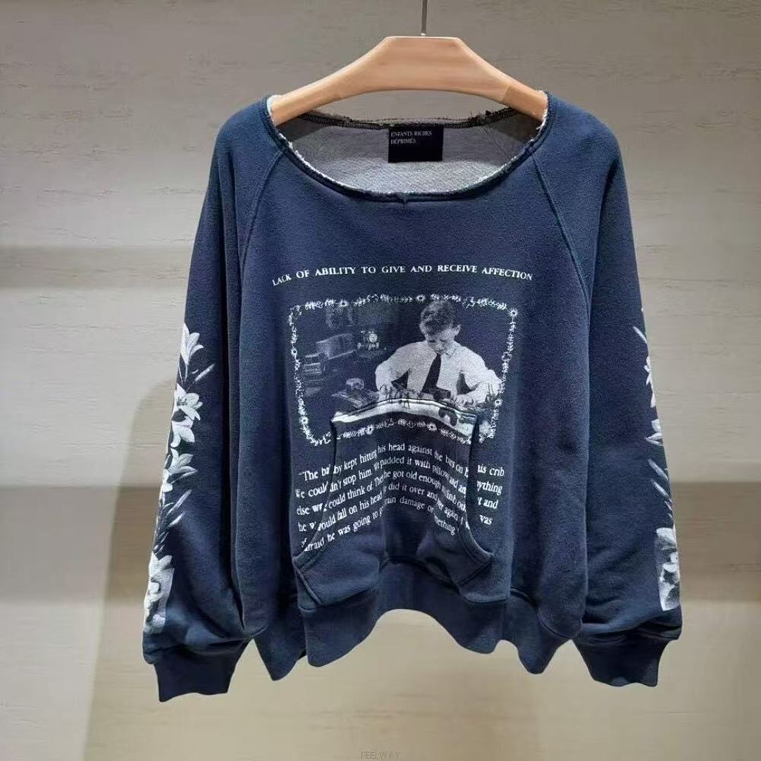 ERD Vintage Print Streetwear Crewneck