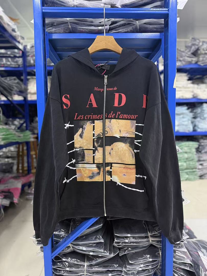 ERD Barbed Wire Graphic Streetwear Zip Hoodie