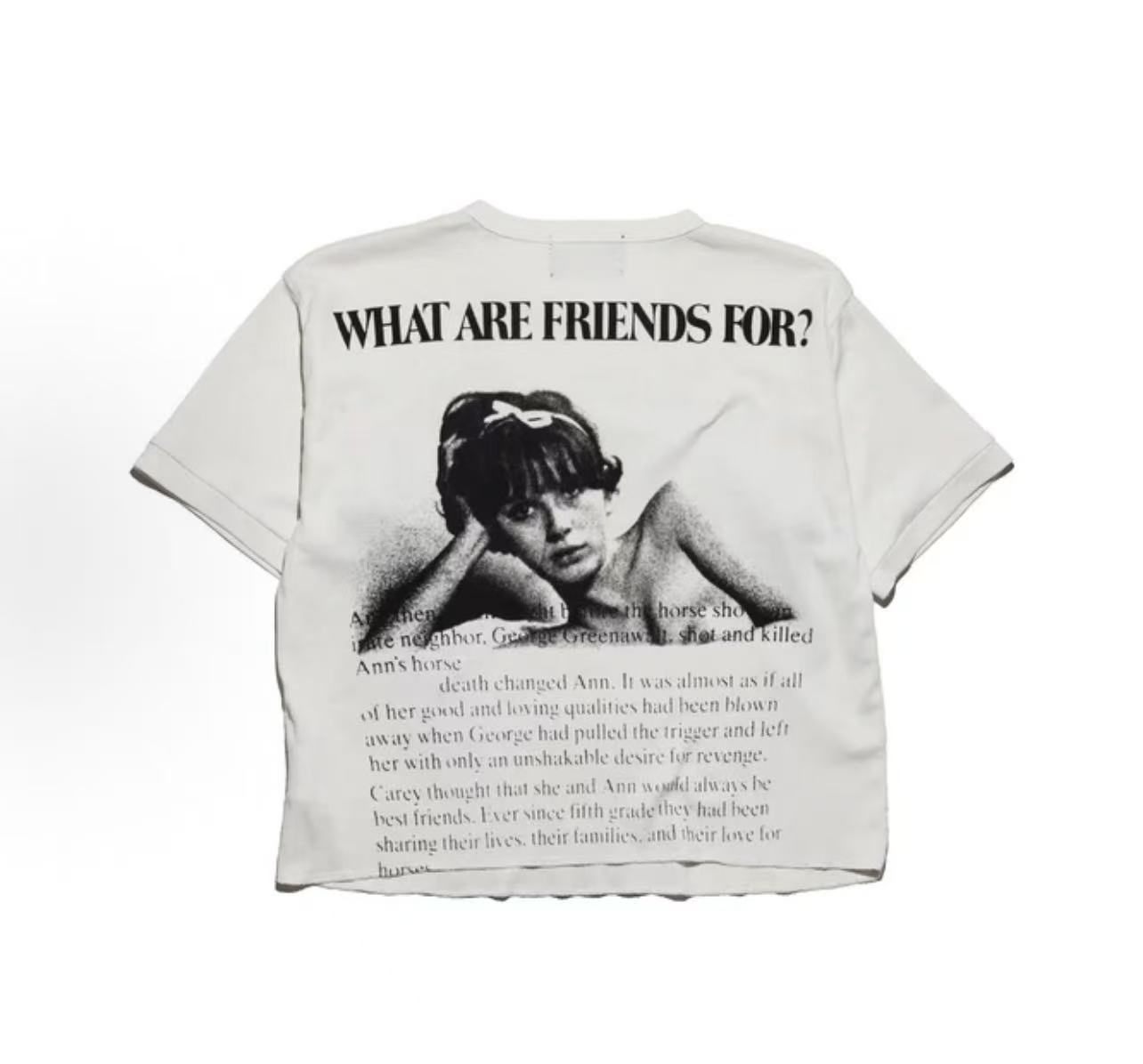 ERD Distorted Portrait Print T‑Shirt Raw Hem Cropped Streetwear Top