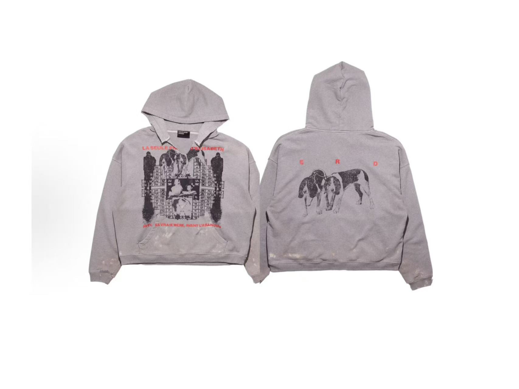 ERD Grunge Distressed French Quote Streetwear Hoodie