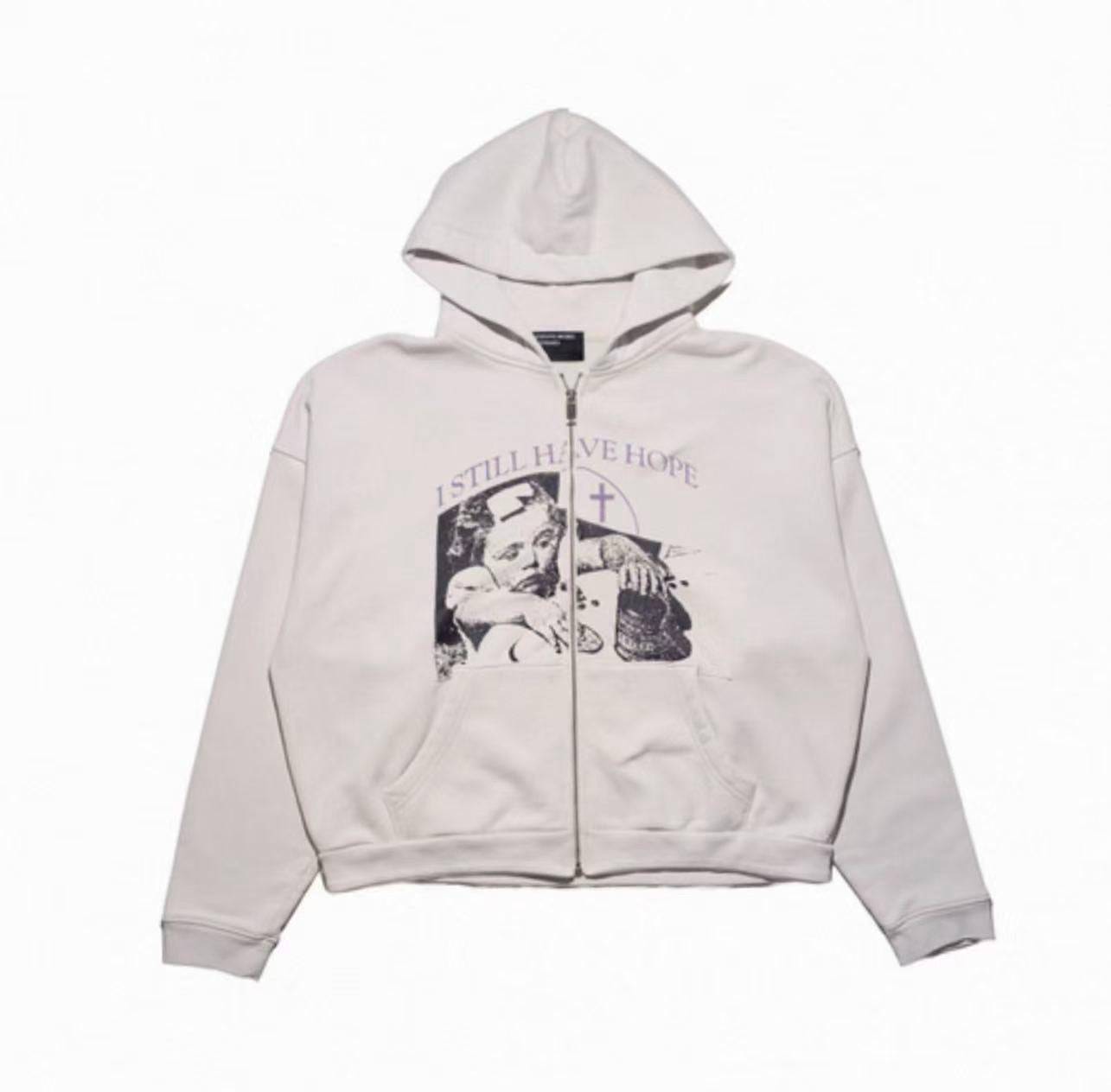 ERD Vintage Art Streetwear Zip‑Up Hoodie