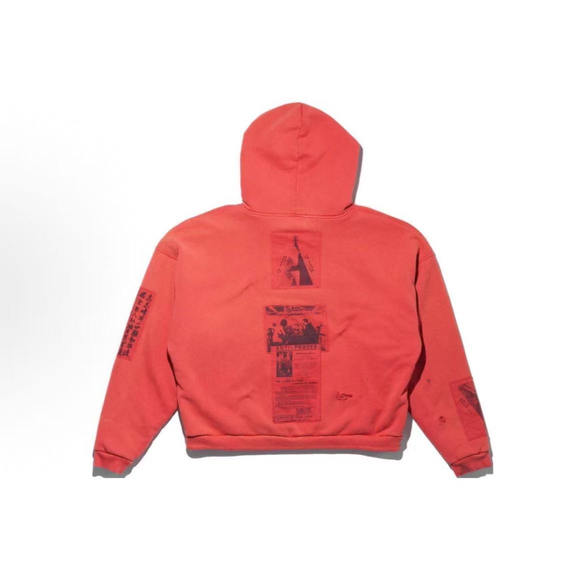 ERD Red Washed Zip‑Up Hoodie Portrait‑Text Collage Graphic