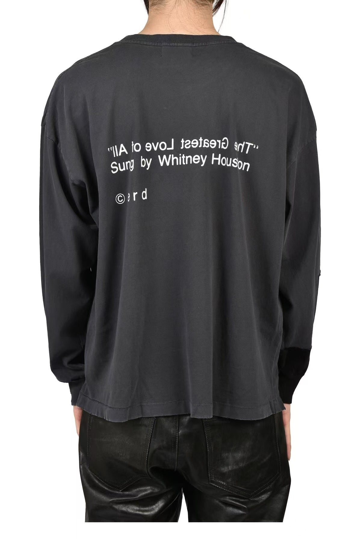 ERD Lyric Patchwork Cropped Distressed Long Sleeve Tee