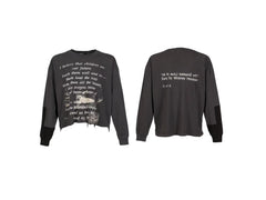 ERD Lyric Patchwork Cropped Distressed Long Sleeve Tee