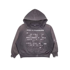ERD Grunge Distressed Numeric Print Streetwear Hoodie