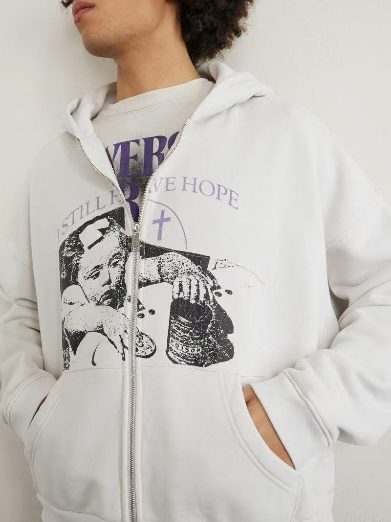 ERD Vintage Art Streetwear Zip‑Up Hoodie