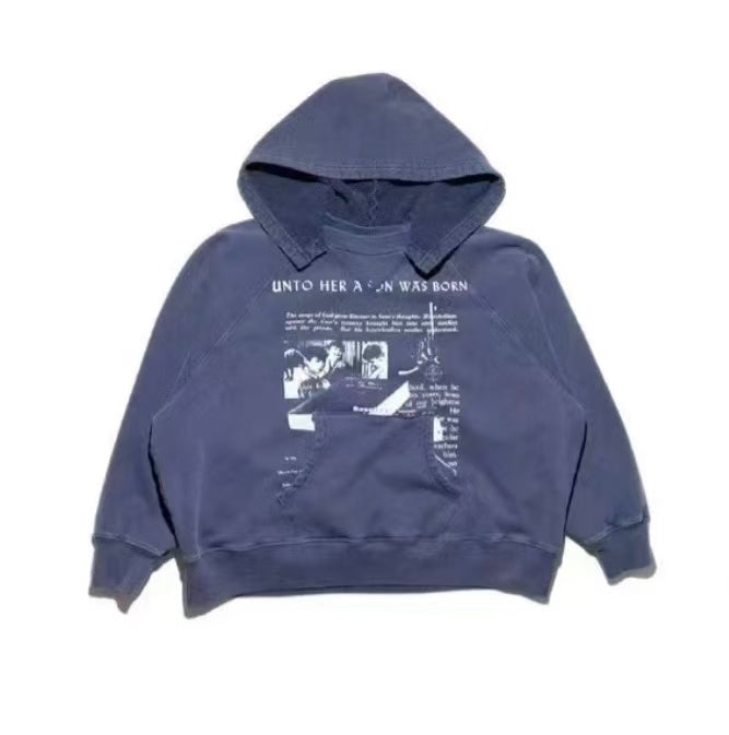 ERD Navy Text Photo Graphic Hoodie