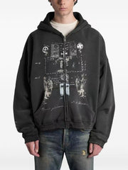 ERD Grunge Narrative Archive Streetwear Zip‑Up Hoodie