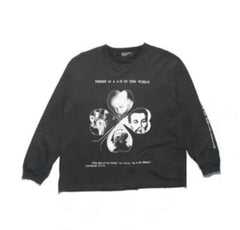 ERD Clover Portrait Raw‑Edge Long Sleeve Tee