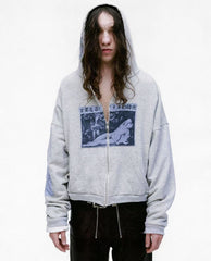 ERD Heather Grey Vintage Graphic Full Zip Hoodie