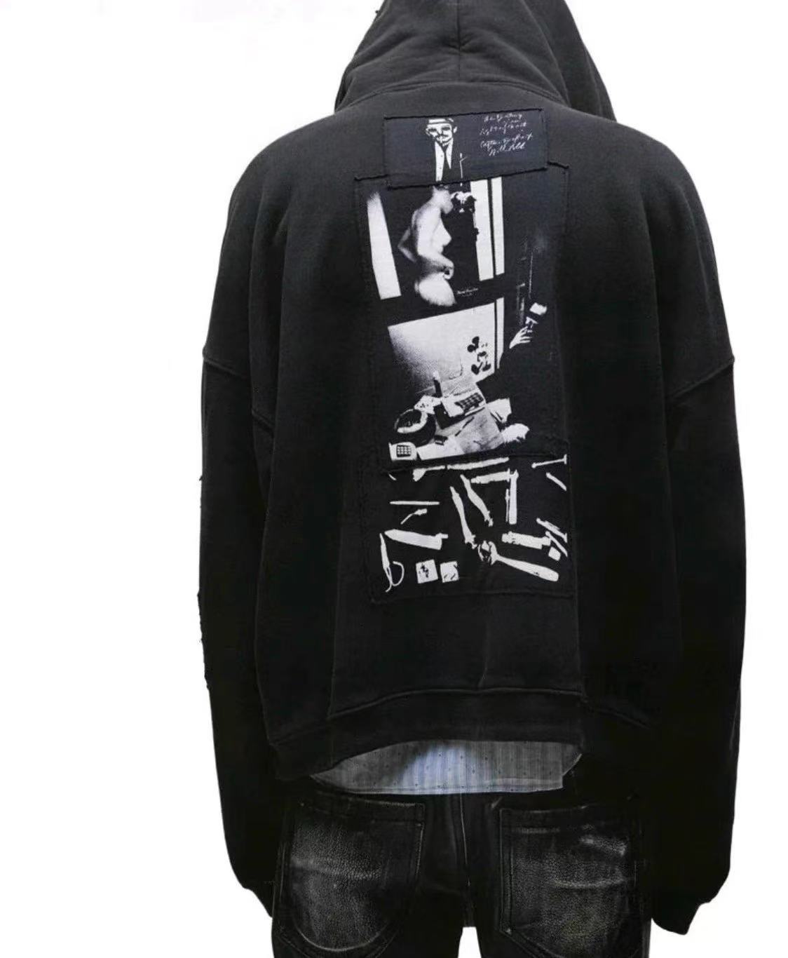 ERD Black Multi‑Photo Patch Full Zip Hoodie
