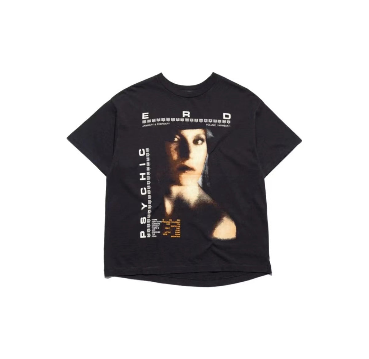 ERD Faded Magazine Print Boxy Cropped T‑Shirt