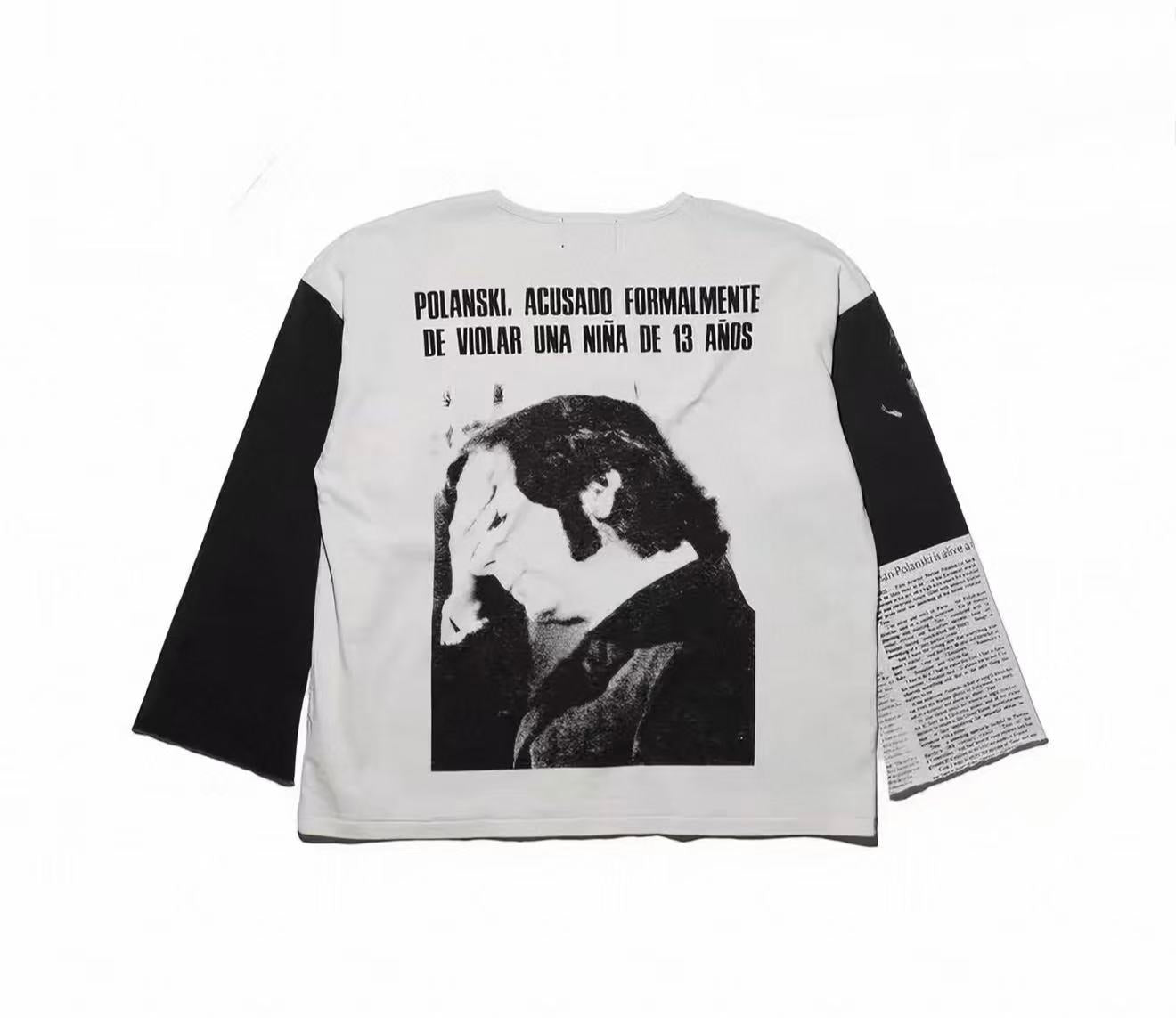 ERD Grunge Newspaper Print Streetwear Long Sleeve Top